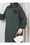 Knitted Dress with Roses on the Chest, Khaki - 6