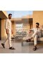 Unique Minimalist Men Arabic Leather Slides Designed by Renowned Italian Designer Double Strap Dot Texture 4CM Elevated Thick Sole Slippers - 3
