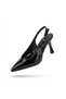 Zri̇n-4962 Black Patent Leather Pointed Toe Buckle Round Heel Women's Heeled Sandals 8.5 cm - 2