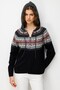 Women's Hooded Robe Jacquard Wool Cardigan Black - 2