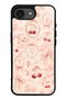 iPhone 16E Glossy Phone Case with Cherry Coquette Toile Design