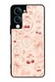 Vivo Y19 Glossy Phone Case with Cherry Coquette Toile Design