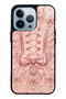 iPhone 13 Pro Pink Corset Coquette Design Glossy Phone Case