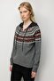 Women's Hooded Robe Jacquard Wool Cardigan Smoked