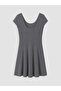 Xside Anthracite U-Neck Waist-Slit Mini Dress - 7
