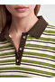 Green Polo Neck Striped Women's T-Shirt - 3