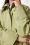 Zippered Oversize Woven Trench Coat Lfg0180 Green - 5