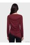 Özmarka New Season Burgundy Lace Detailed Asymmetrical Cut Blouse - 4