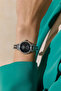 Black acc1411 fishbone pattern stone-accented wristwatch 28mm - 2