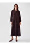 Brown Ruffled Crew Neck A-Line Dress - 2