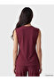 Özmarka New Season Burgundy Double-Breasted Collared Gathered Blouse - 4