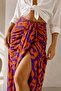 Women's Patterned Pareo Skirt with Tie Detail Lnc34 - 4
