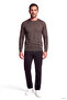 Men's Regular Fit Cotton Crew Neck Long Sleeve Brown Sweatshirt - 2
