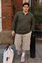 Men's Large Size Casual Khaki Winter Sweatshirt - 3
