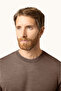 Men's Regular Fit Round Collar Woven Fabric Long Sleeve Brown Sweater - 3