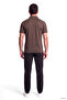 Men's Regular Fit Plate Logo Detailed Short Sleeve Brown Polo Collar T-Shirt - 3