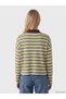 Green Polo Neck Striped Women's T-Shirt - 4