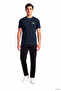 Men's Regular Fit Soft Woven Fabric Plate Logo Short Sleeve Navy Blue T-Shirt - 2