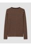 Brown Crew Neck Striped Women's Bodysuit - 7
