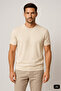 Ecru Comfortable Fit Crew Neck Plain 100% Cotton T-Shirt