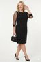 Women's Plus Size Black Tulle Pearl Embroidered Three Quarter Sleeve Midi Dress 12m-2425 - 2