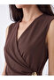 Özmarka New Season Brown Double-Breasted Collared Gathered Blouse - 3
