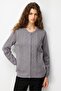 Women's Crew Neck Front Buttoned Knitwear Cardigan Smoked - 5