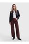 Ozmarka New Season Burgundy High Waist Straight Fit Women's Jean Trousers