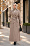 Women's Double Button Belted Lined Bondit Mink Trench Coat - 3