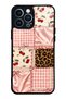 iPhone 13 Pro Max Glossy Phone Case with Cherry Leopard Patchwork Design