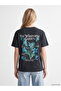 Vizyon New Season Anthracite Printed 100% Cotton Women's T-Shirt - 4
