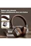 Retro Wireless Headphones, HiFi Stereo Sound, 5.3 Bluetooth, Foldable Design, 200-Hour Standby, Metal Trim, Leather Texture, Dual Mode with Microphone, for Music and Gaming (Brown) - 2