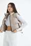 Women's Beige Crop Puffer Vest - 2