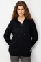 Women's Hooded Basic Zippered Wool Cardigan Black
