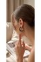 Thick Half Hoop Earrings with All Crystal Stones and Gold Color Detail - Does Not Tarnish on Steel - 2