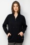 Women's Hooded Basic Zippered Wool Cardigan Black - 3