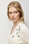 Women's V-Neck Stone Embroidered Wool Cardigan Bone - 2
