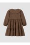 Özmarka New Season Brown Baby Collar Leopard Patterned Baby Girl Dress - 3
