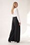 Black wide leg linen trousers - 2