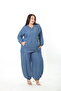 Women's Denim Hooded Plus Size Suit - 6