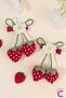 2-Piece Set of 3D Strawberry Polka Dot Girls' Lined Hair Clips with Hanging Charms - Floral Clip Hairpin