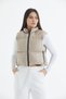 Women's Beige Crop Puffer Vest - 5