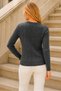 Women's Round Neck Long Sleeve Hair Braided Soft Textured Trendy Casual Anthracite Knitwear Sweater - 3