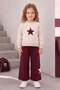 Star Embroidered Crew Neck Girls' 2-Piece Set