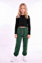 Girl's Ribbed Crop and Stripe Detailed Tracksuit Set - 2