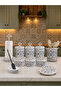 Kitchen Set - Dowry Set 105 Flat Lids 10 Pieces Ceramic Pattern Silver - Feray Home