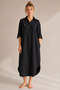 Women's Black Long Shirt Muslin 100% Cotton Oversize Dress - Without Belt - 5