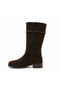 Mirella Brown Suede Women's Stylish and Comfortable Below-The-Knee Boots with Buckle Detail - 4