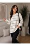 Women's Fuzzy Striped Knitwear Tunic – Soft Textured Oversized Sweater - 3
