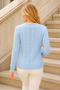 Women's Round Neck Long Sleeve Hair Braided Soft Textured Trendy Casual Baby Blue Knitwear Sweater - 3